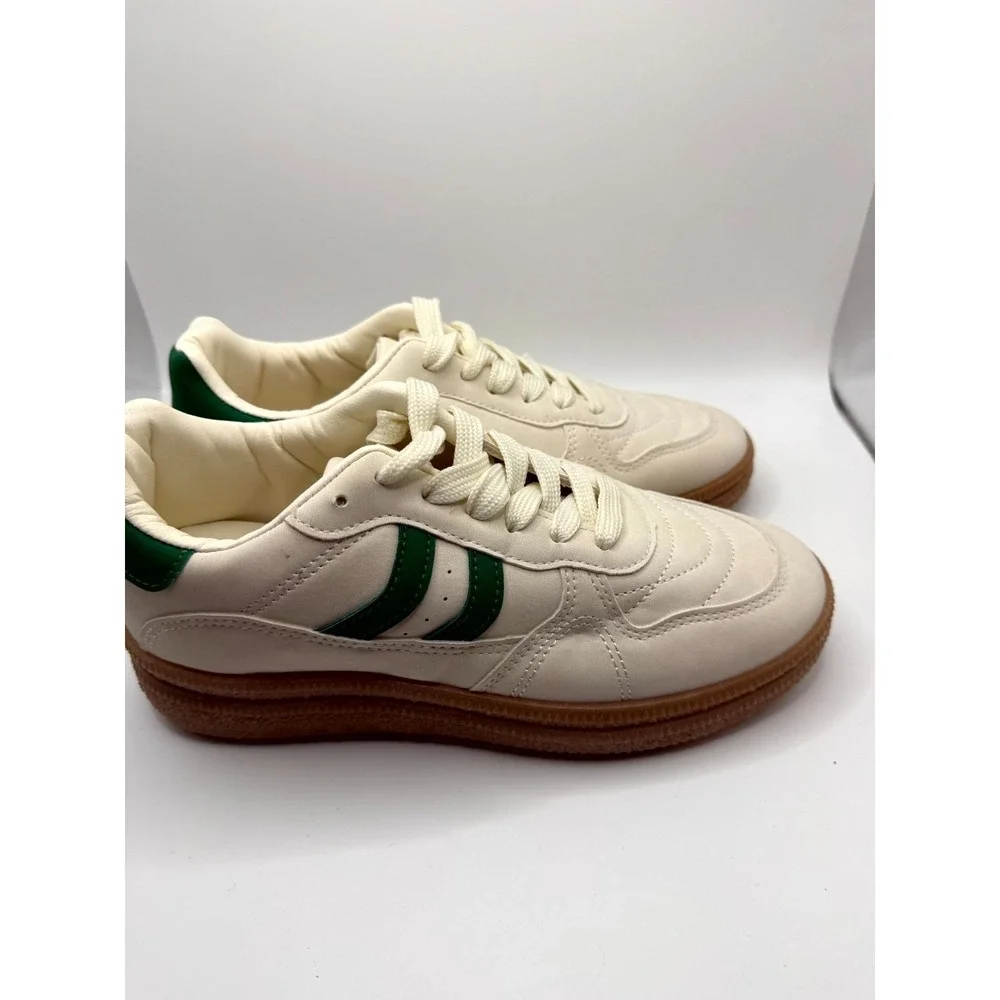 Nicole Miller Nikie‎ Mens 7 Sneaker Cloud White Green Gum Leather Casual Shoes